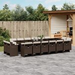vidaXL Ensemble à manger de jardin et coussins 17 Pièces marron rotin