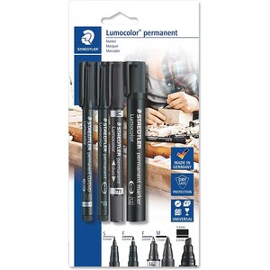 Set de 4 marqueurs permanents lumocolor noir staedtler
