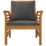 vidaXL Chaises de canapé coussins gris foncé lot de 2 acacia massif