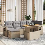 vidaXL Salon de jardin avec coussins 7 Pièces beige résine tressée