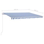 vidaXL Auvent rétractable automatique et poteaux 4 5x3 m Bleu et blanc