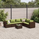 vidaXL Salon de jardin avec coussins 7 Pièces marron résine tressée