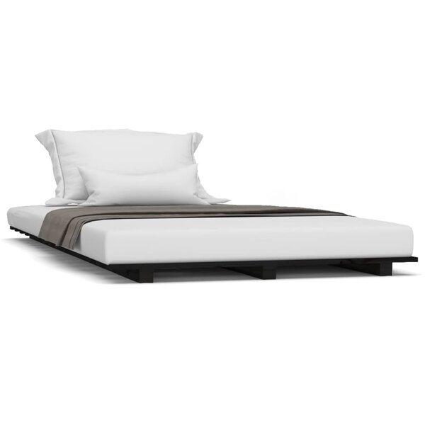 vidaXL Cadre de lit Noir 75x190 cm Bois de pin massif