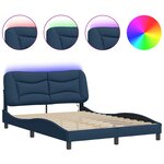 vidaXL Cadre de lit avec lumières LED bleu 140x200 cm tissu