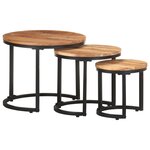 vidaXL Tables d'appoint 3 Pièces Bois d'acacia solide