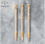 PARKER IM Premium Stylo bille  gris argenté  recharge bleue pointe moyenne  Coffret cadeau