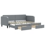 vidaXL Lit de jour avec gigogne et tiroirs gris clair 80x200 cm tissu