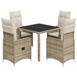 vidaXL Ensemble de bistro de jardin 5 Pièces coussins beige poly rotin