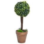 vidaXL Plantes de buis artificiel 2 Pièces avec pots Boule Vert 33 cm