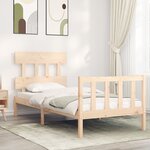 vidaXL Cadre de lit avec tête de lit 90x200 cm bois massif