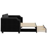 vidaXL Lit de jour avec gigogne et tiroirs sans matelas noir 80x200 cm