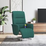 vidaXL Fauteuil inclinable de massage et repose-pieds vert foncé tissu