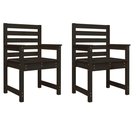 vidaXL Chaises de jardin lot de 2 noir 60x48x91 cm bois massif de pin