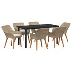 vidaXL Set de salle à manger de jardin 7 pièces en poly rattan beige