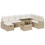 vidaXL Ensemble de Sofa de Jardin de 9 pièces avec Coussins Beige en Rattan Poly