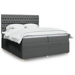 vidaXL Sommier à lattes de lit avec matelas Gris foncé 200x200cm Tissu
