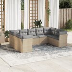 vidaXL Salon de jardin avec coussins 9 Pièces beige résine tressée