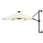 vidaXL Parasol mural avec mât métallique et LED 300 cm Sable