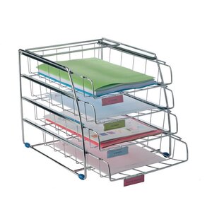 Jeux de 4 corbeille à courrier A4 métal L. 30 x P. 36 x H. 35 cm (paquet 4 unités)