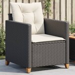 vidaXL Chaise de jardin avec coussins noir résine tressée