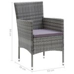 vidaXL Mobilier à dîner de jardin et coussins 7Pièces Résine tressée Gris