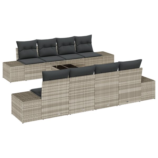 vidaXL Ensemble de sofa de jardin 7 pièces avec coussins gris clair rattan poly