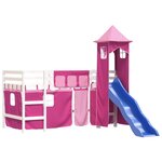 vidaXL Lit mezzanine enfants avec tour rose 90x200 cm bois pin massif
