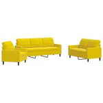 vidaXL Ensemble de canapés 3 Pièces avec coussins Jaune Velours
