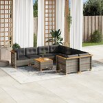 vidaXL Salon de jardin 9 Pièces avec coussins gris résine tressée