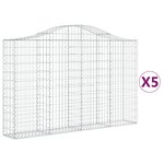 vidaXL Paniers à gabions arqués 5 Pièces 200x30x120/140 cm Fer galvanisé