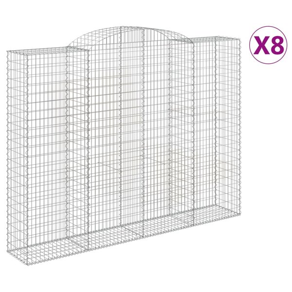 vidaXL Paniers à gabions arqués 8 Pièces 300x50x220/240 cm fer galvanisé