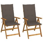 vidaXL Chaises inclinables de jardin 2 Pièces avec coussins Bois d'acacia