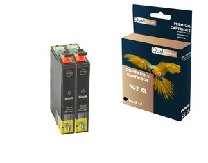 Qualitoner - 2 cartouche compatible pour epson 502xl 502 xl noir (jumelles)