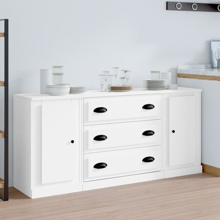 vidaXL Buffets 3 Pièces Blanc Bois d'ingénierie