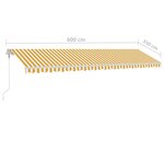 vidaXL Auvent automatique capteur de vent LED 600x350cm Jaune et blanc