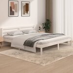 vidaXL Cadre de lit Bois de pin massif 180x200 cm Blanc Super King