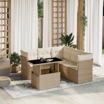 vidaXL Salon de jardin avec coussins 6 Pièces beige résine tressée