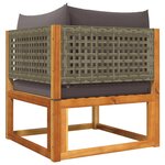 vidaXL Salon de jardin avec coussins 4 Pièces bois d'acacia massif