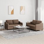 vidaXL Ensemble de canapés 2 Pièces avec coussins Marron Tissu