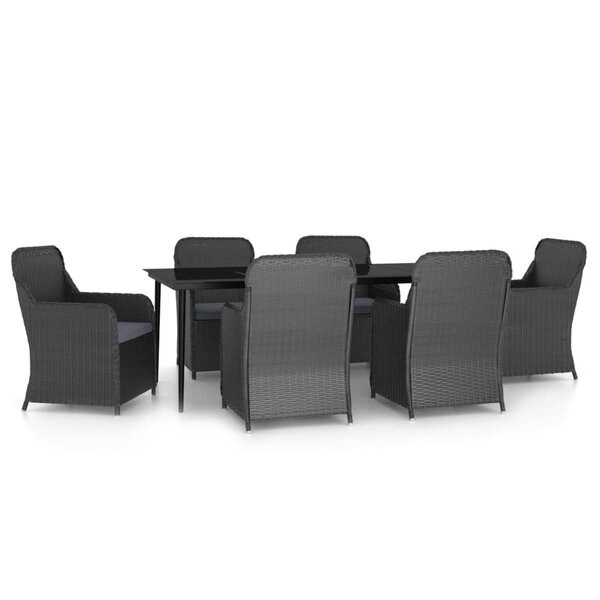 vidaXL Ensemble à manger de jardin avec coussins 7 Pièces Noir