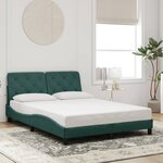 vidaXL Cadre de lit avec lumières LED vert foncé 140x190 cm velours