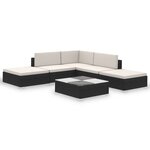 vidaXL Salon de jardin avec coussins 6 Pièces résine tressée noir