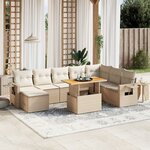 vidaXL Salon de jardin avec coussins 9 Pièces beige résine tressée