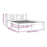 vidaXL Cadre de lit Gris Bois massif 135x190 cm Double