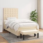 vidaXL Sommier à lattes de lit et matelas Crème 90x190 cm Tissu