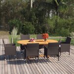 vidaXL Ensemble de salle à manger de jardin 7Pièces Résine tressée Marron