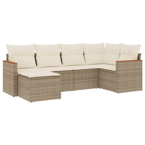 vidaXL Salon de jardin avec coussins 6 Pièces beige résine tressée