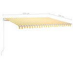 vidaXL Auvent automatique capteur de vent et LED 4 5x3m Jaune et blanc