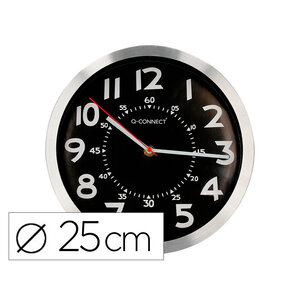 Q-connect horloge murale - Métallique - Diamètre 25 cm - Chrome