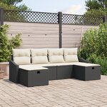 vidaXL Ensemble de Canapés de Jardin de 6 Pièces avec Coussins Noir Poly Rattan